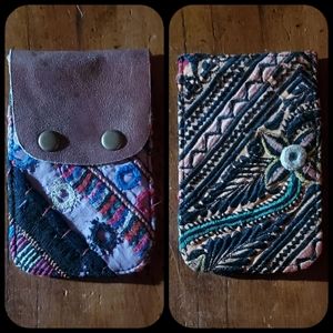 Free People Embroidered Wallet with Brown Leather Flap